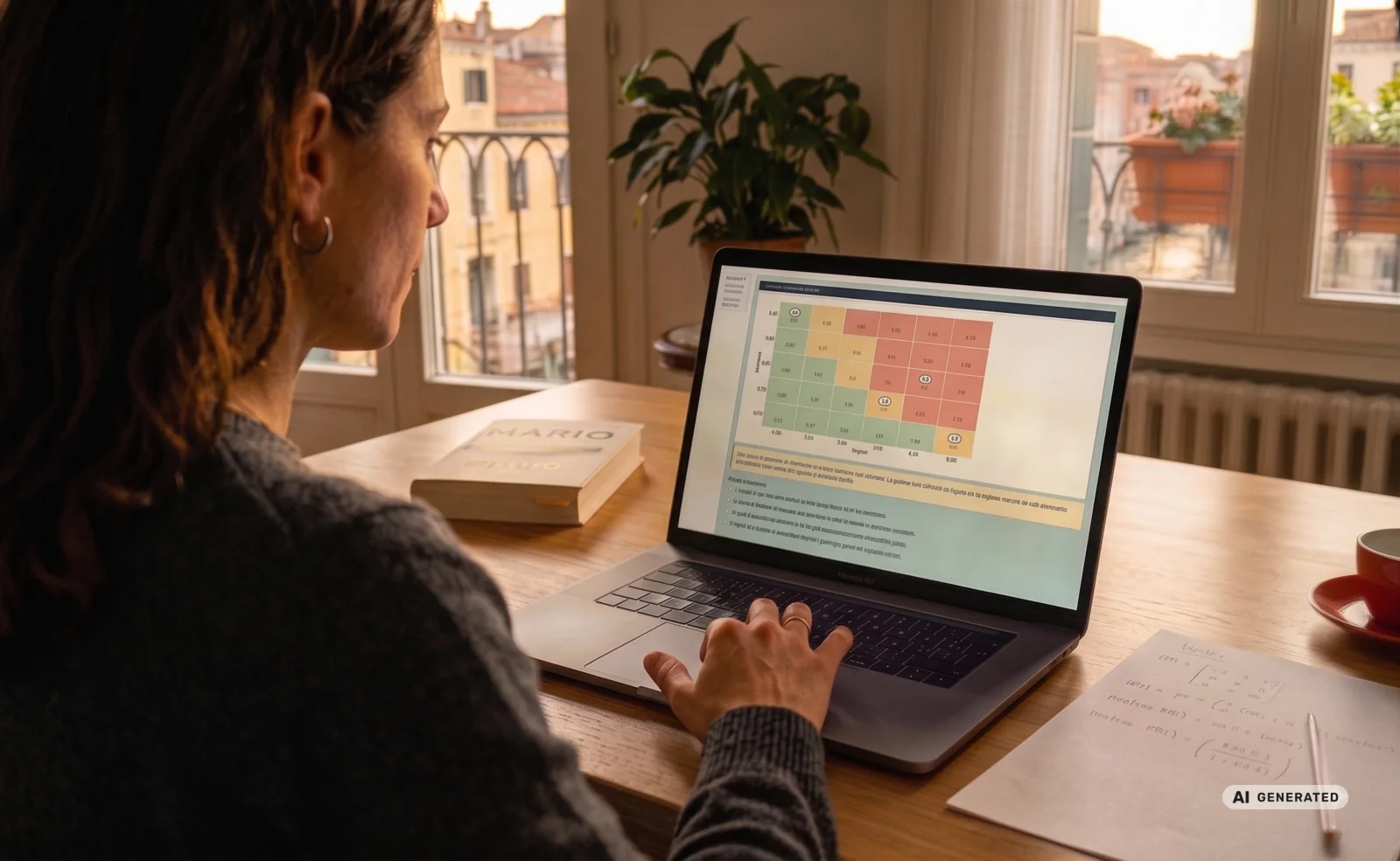 Una simulazione d’esame PMP® in assetto reale: una domanda costruita su un grafico, uno degli otto formati dell’ECO 2026 — immagine generata con AI